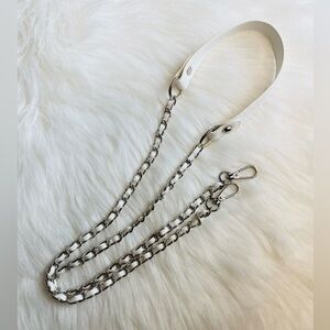 Bag Chain Strap Replacement Crossbody Handbag Purse DIY 49” silver white Leather